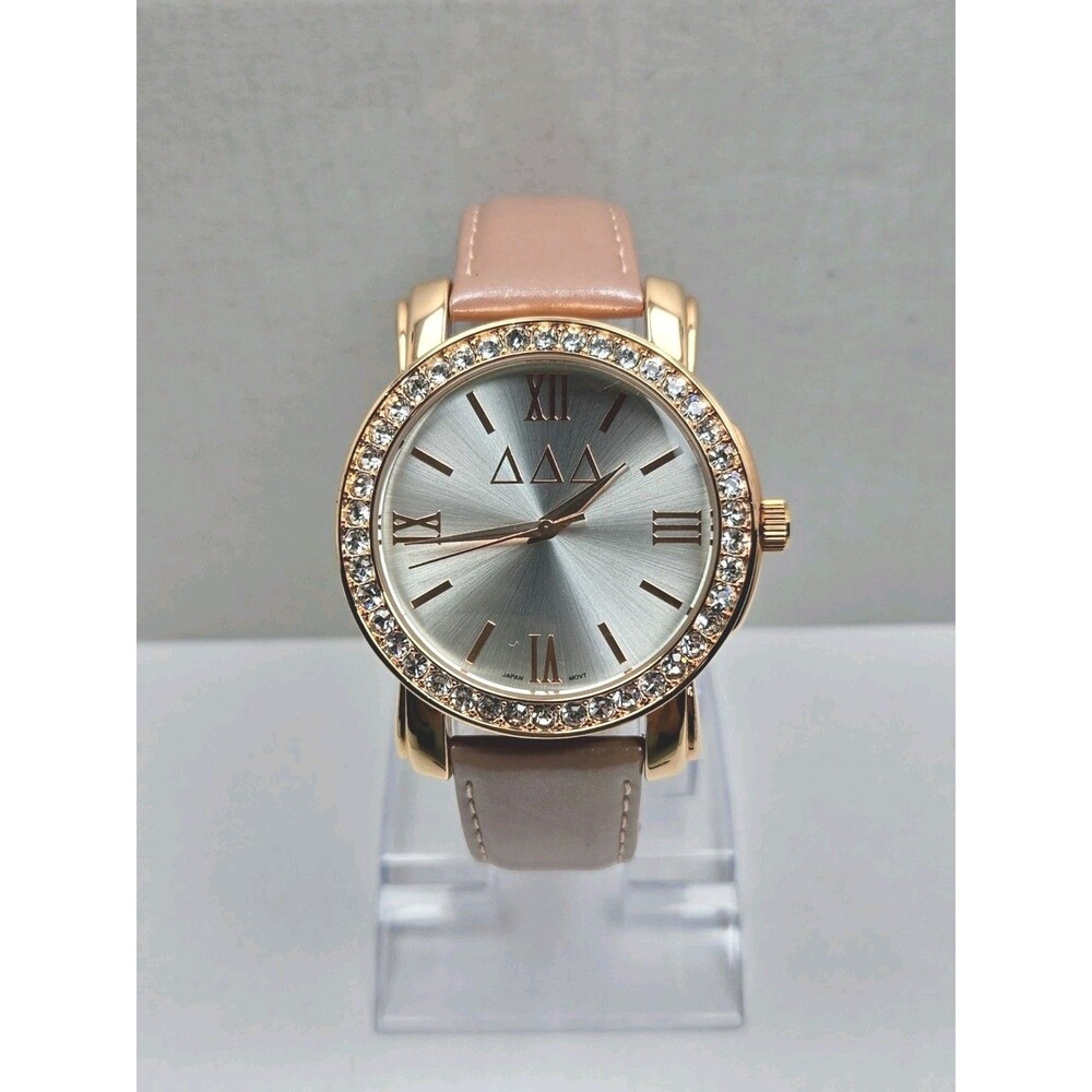 HJGreek Tri Delta Jeweled Blush Sorority Watch Rose Gold Crystals New Battery